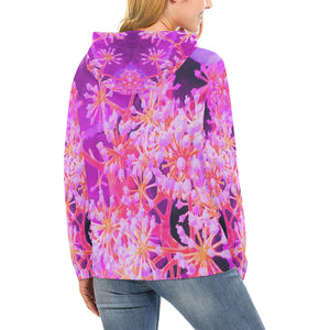 Hoodies for Women, Cool Abstract Retro Nature in Purple and Coral