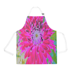 Apron with Pockets, Crimson and Pink Cactus Dahlia Explosion