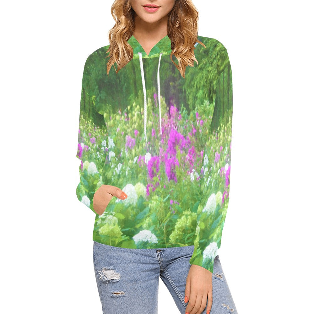 Hoodies for Women, Annabella Hydrangeas and Purple Garden Landscape