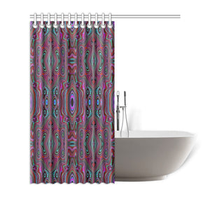 Shower Curtains, Trippy Seafoam Green and Magenta Abstract Pattern - 72 x 72