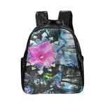 Backpack - Faux Leather, Pink Hibiscus Black and White Landscape Collage