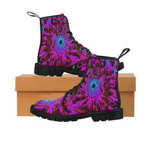Boots for Women, Dramatic Crimson Red, Purple and Black Dahlia