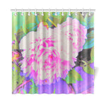 Shower Curtain, Electric Pink Peonies in the Colorful Garden