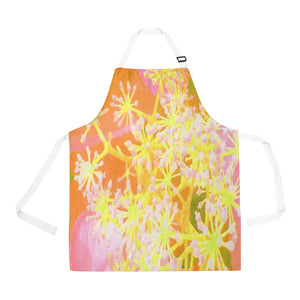 Apron with Pockets, Cool Abstract Retro Nature in Orange and Yellow