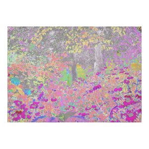 Tablecloths for Rectangle Tables, Watercolor Garden Sunrise with Purple Flowers