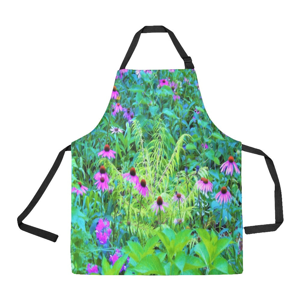 Apron with Pockets, Purple Coneflower Garden with Chartreuse Foliage