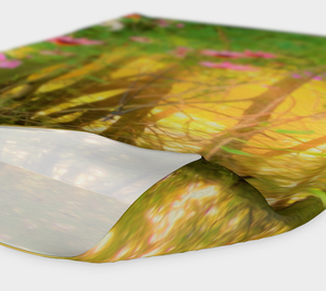 Wide Fabric Headband, Golden Sunrise with Pink Coneflowers in My Garden, Face Covering