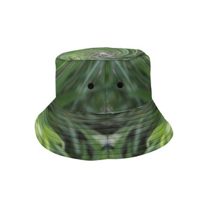 Bucket Hats - Cool Abstract Retro Chartreuse Green Floral Swirl