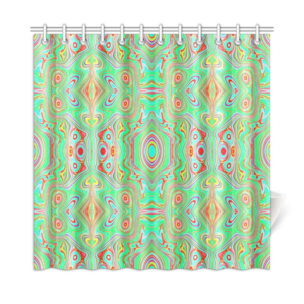 Shower Curtains, Trippy Retro Orange and Lime Green Abstract Pattern - 72 by 72"