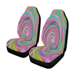 Car Seat Covers - Groovy Abstract Retro Pink and Mint Green Swirl