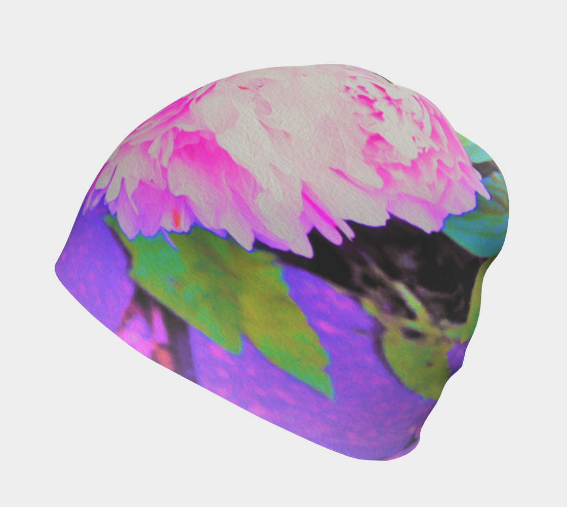 Beanie Hats for Women, Electric Pink Peonies in the Colorful Garden