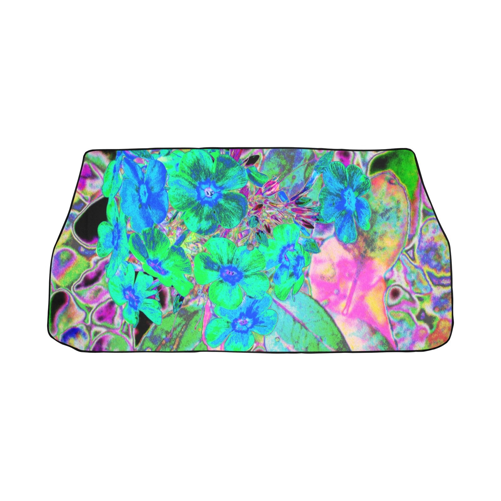 Car Umbrella Sunshades, Psychedelic Trippy Lime Green and Blue Flowers