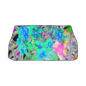 Car Umbrella Sunshades, Psychedelic Trippy Lime Green and Blue Flowers