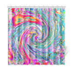 Shower Curtains, Abstract Floral Psychedelic Rainbow Waves of Color - 72 by 72"