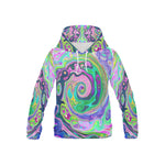 Hoodies for Kids, Groovy Abstract Aqua and Navy Lava Swirl