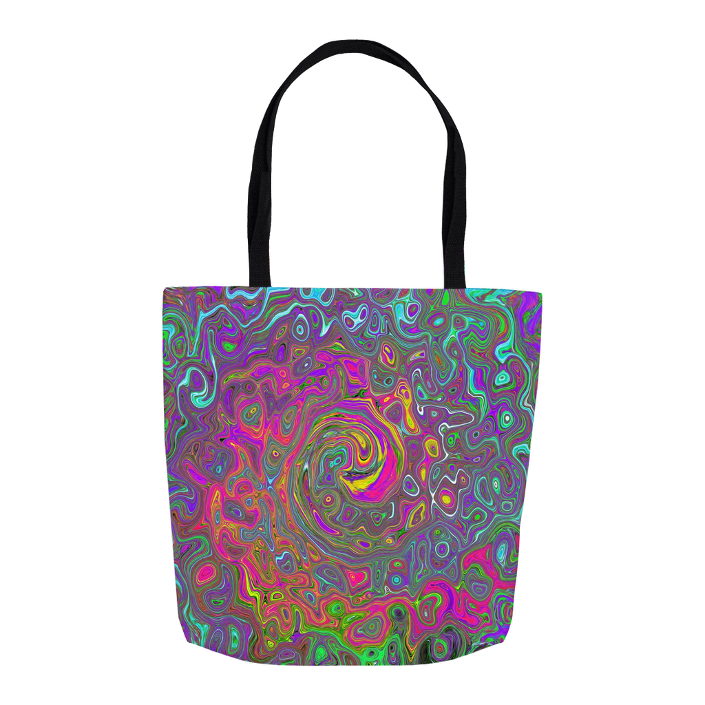 Tote Bags, Trippy Hot Pink Abstract Retro Liquid Swirl