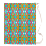 Large Laundry Bags, Abstract Retro Dahlia Pattern in Orange and Teal Blue