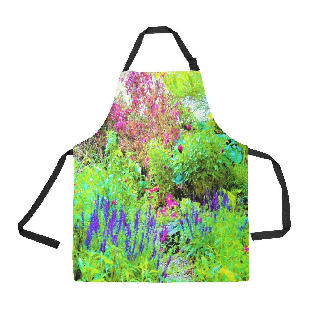 Apron with Pockets, Green Spring Garden Landscape with Peonies