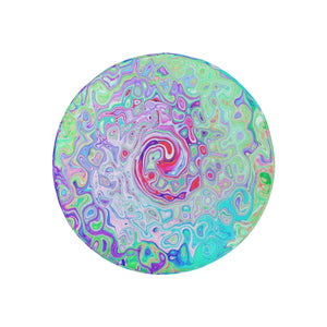 Spare Tire Covers, Groovy Abstract Retro Pink and Green Swirl - Small