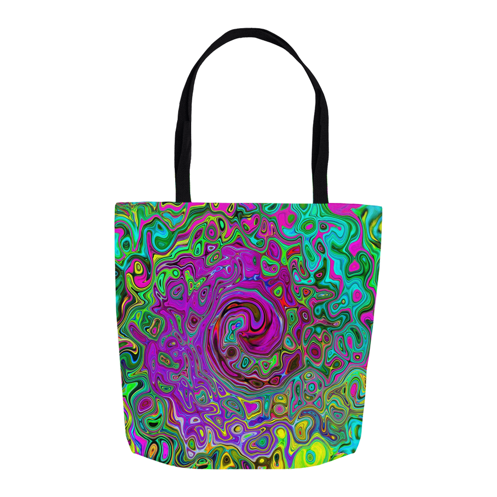 Tote Bags, Groovy Purple Abstract Retro Liquid Swirl