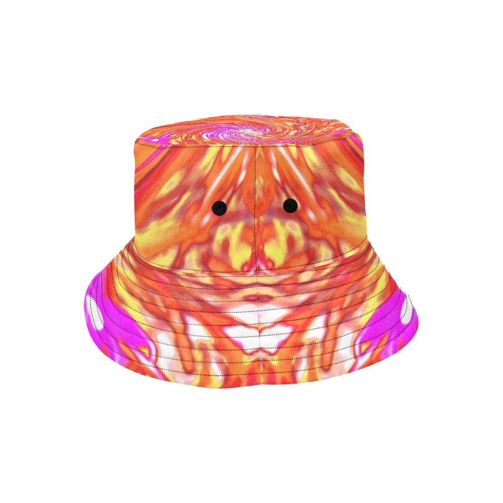 Bucket Hats - Abstract Retro Magenta and Autumn Colors Floral Swirl