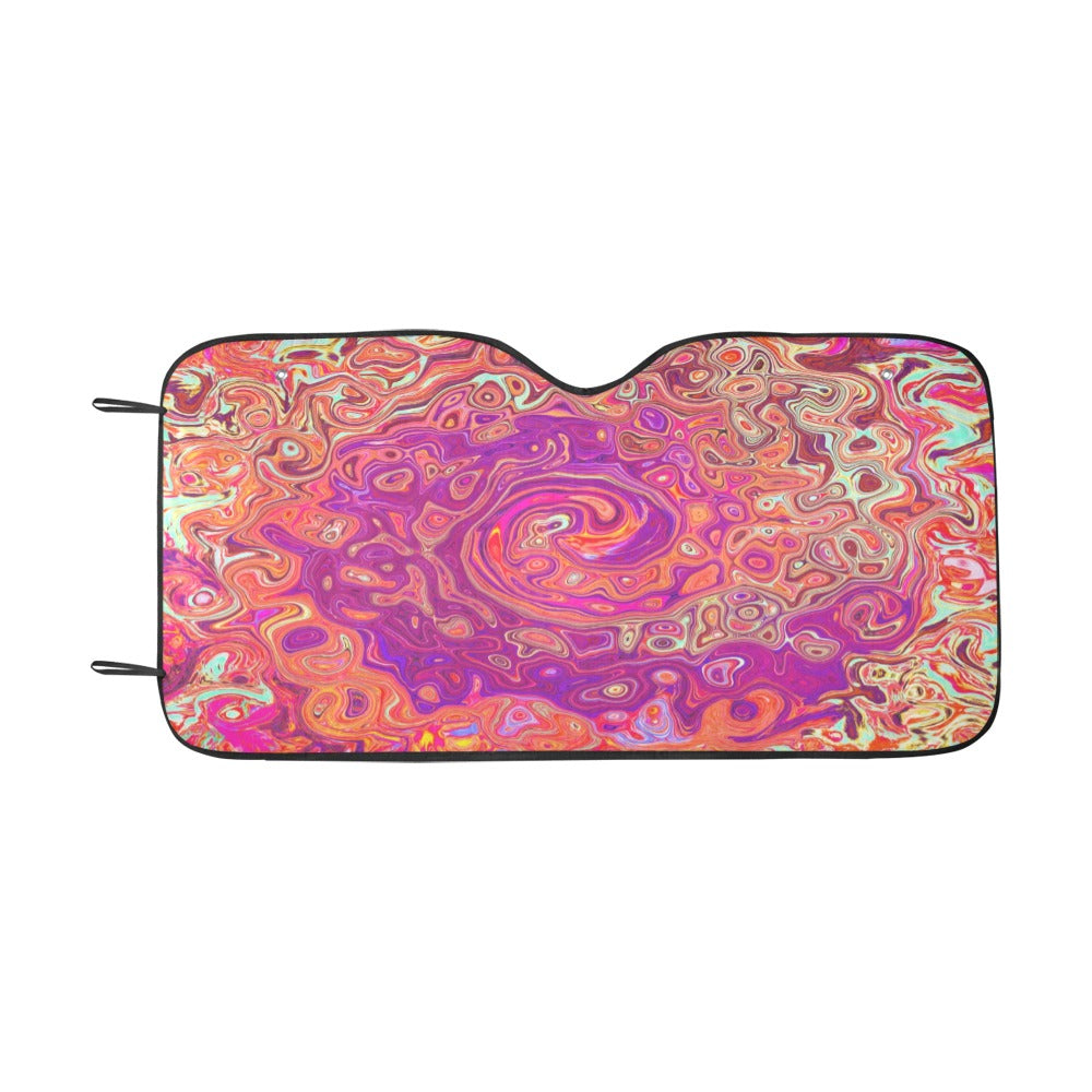 Auto Sun Shades, Retro Abstract Coral and Purple Marble Swirl