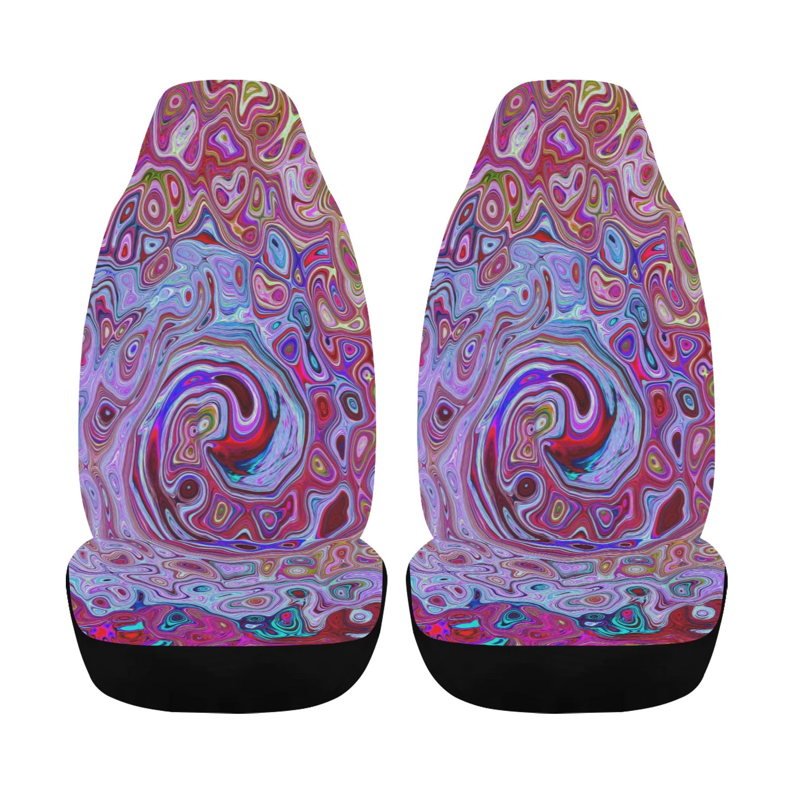 Car Seat Covers, Retro Groovy Abstract Lavender and Magenta Swirl
