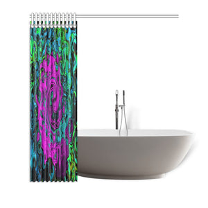 Shower Curtains, Bold Magenta Abstract Groovy Liquid Art Swirl - 72 by 72"