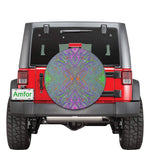 Spare Tire Covers, Abstract Trippy Purple, Orange and Lime Green Butterfly - Small