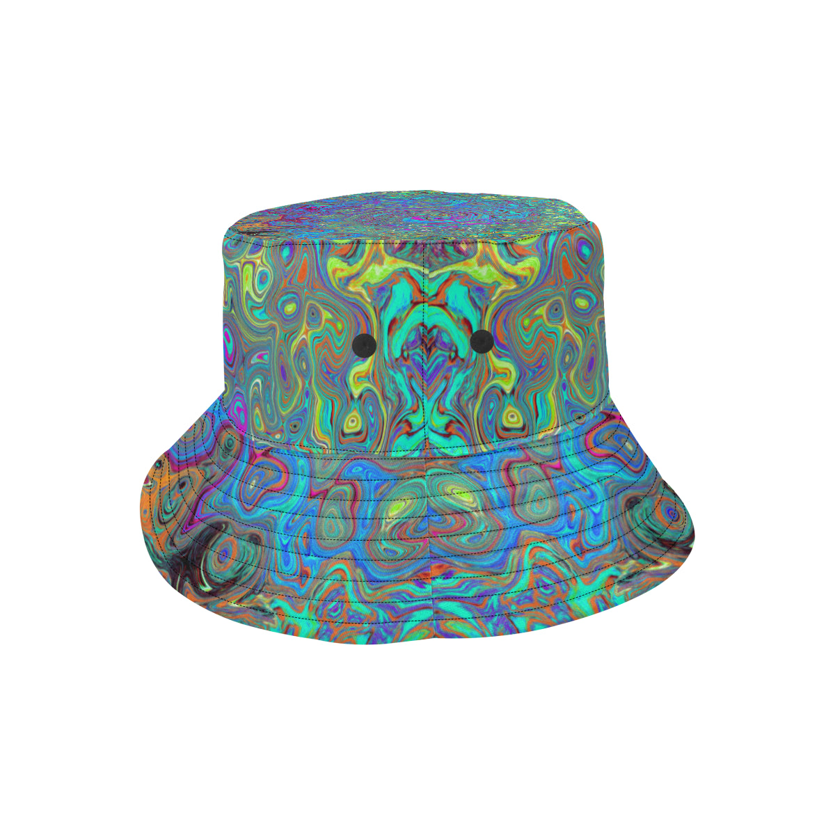 Bucket Hats, Magenta, Blue and Sea Foam Green Retro Swirl