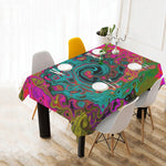 Tablecloths for Rectangle Tables, Trippy Turquoise Abstract Retro Liquid Swirl