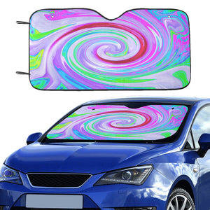 Auto Sun Shades, Groovy Abstract Red Swirl on Purple and Pink