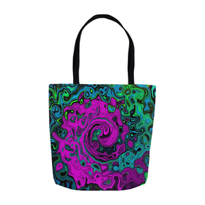 Tote Bags, Bold Magenta Abstract Groovy Liquid Art Swirl