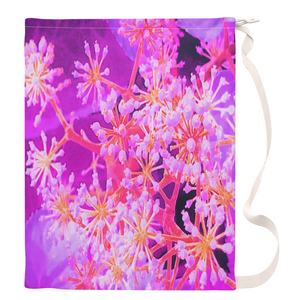 Large Laundry Bags, Cool Abstract Retro Nature in Purple and Coral