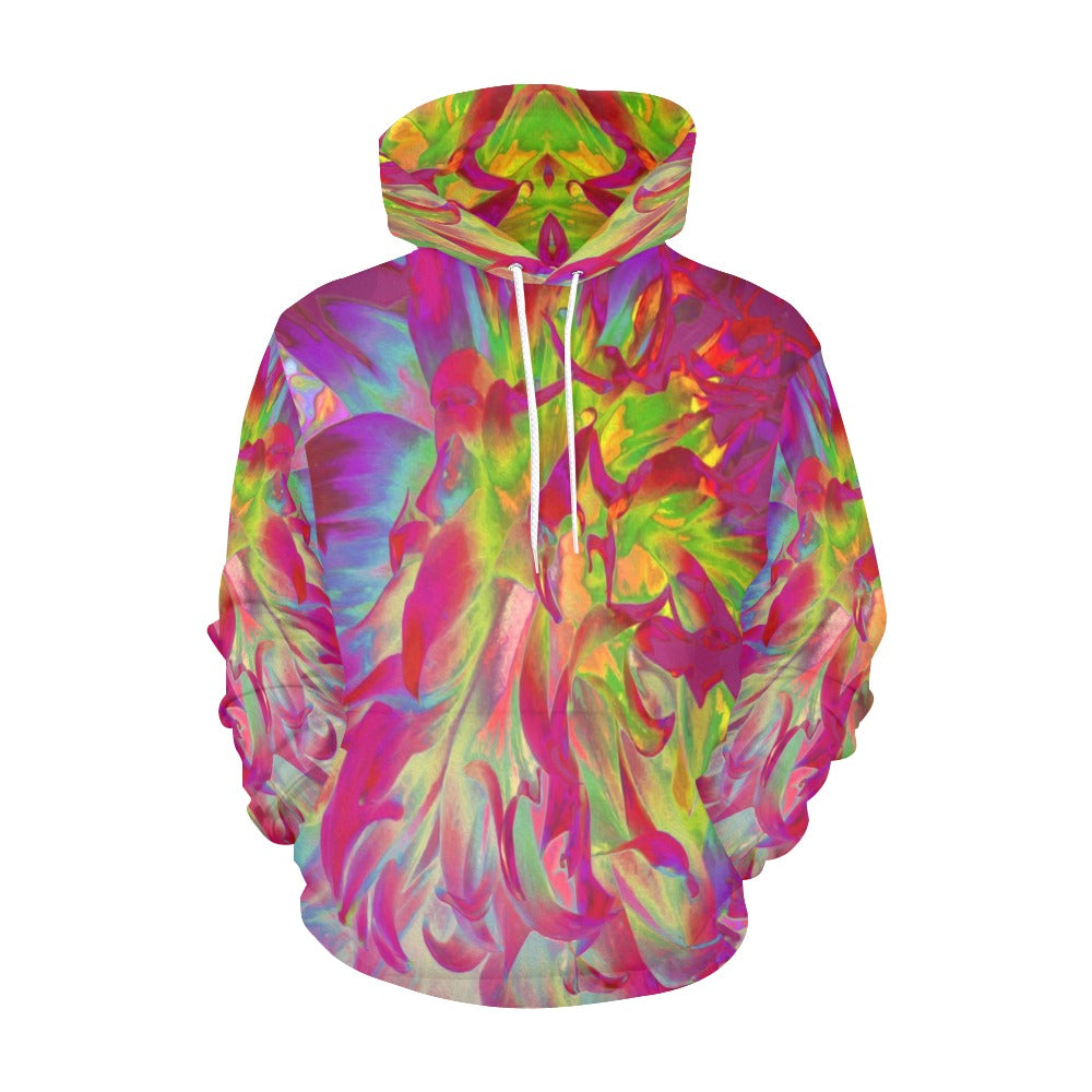 Hoodies for Women, Psychedelic Magenta and Yellow Dahlia Flower