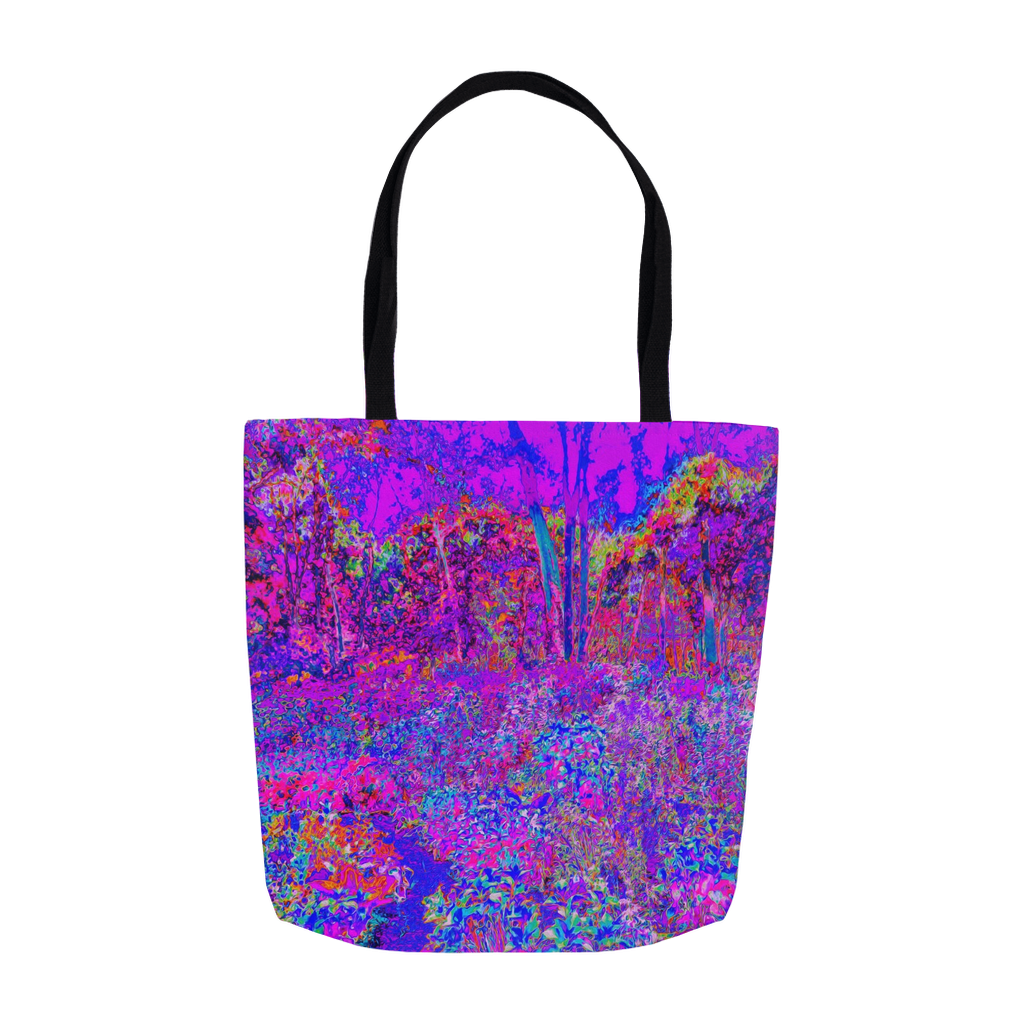 Tote Bags, Psychedelic Impressionistic Purple Garden Landscape