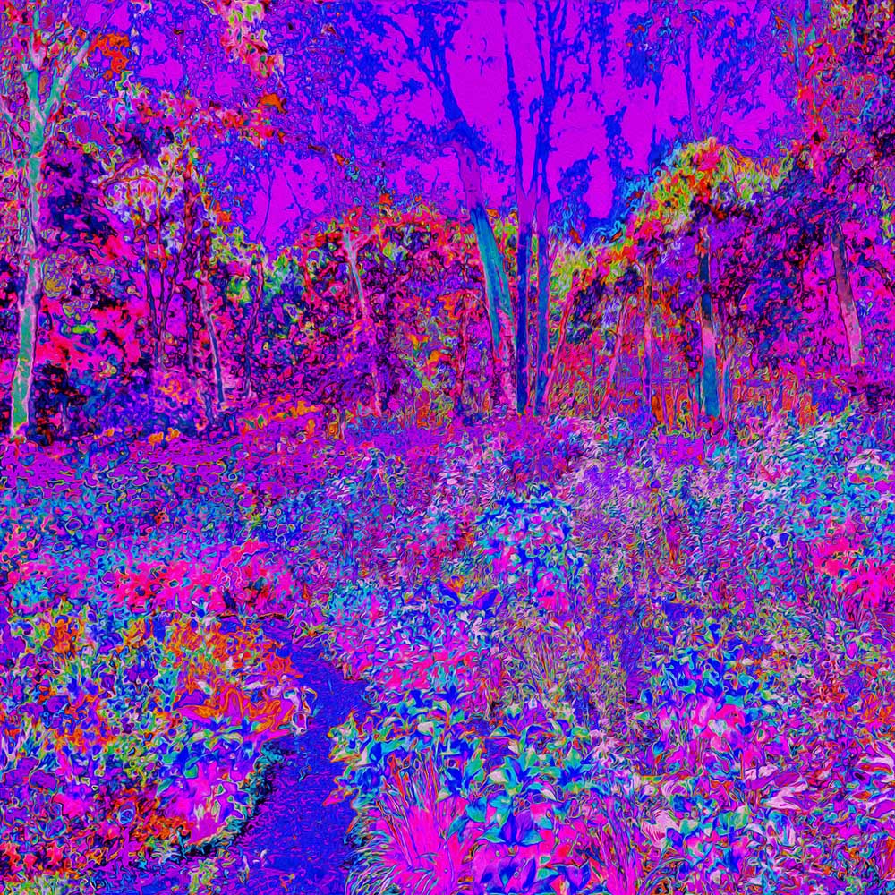 Hoodies for Women, Psychedelic Impressionistic Purple Garden Landscape