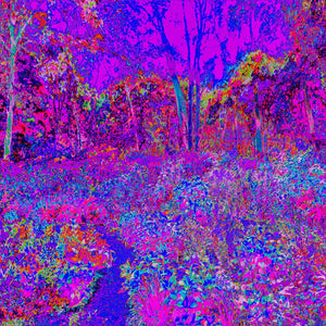 Capri Yoga Leggings for Women, Psychedelic Impressionistic Purple Garden Landscape