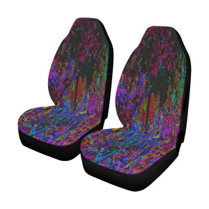 Car Seat Covers, Psychedelic Crimson Red and Black Garden Sunrise