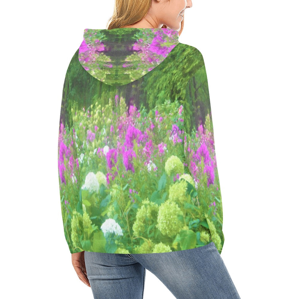 Hoodies for Women, Annabella Hydrangeas and Purple Garden Landscape