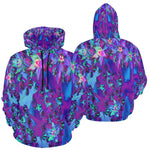 Hoodies for Men, Succulent Sedum Flowers in Teal, Magenta and Blue