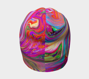 Beanie Hats, Colorful Rainbow Swirl Retro Abstract Design