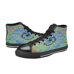 High Top Sneakers for Women - Watercolor Blue Groovy Abstract Retro Liquid Swirl