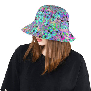 Bucket Hats - Purple Garden with Psychedelic Aquamarine Flowers