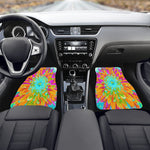 Car Floor Mats, Tropical Orange and Hot Pink Decorative Dahlia - Front Set of Two