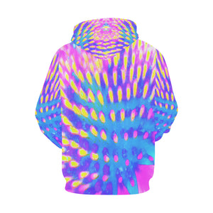 Hoodies for Women, Pink, Blue and Yellow Abstract Coneflower