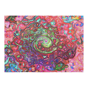 Tablecloths for Rectangle Tables, Watercolor Red Groovy Abstract Retro Liquid Swirl