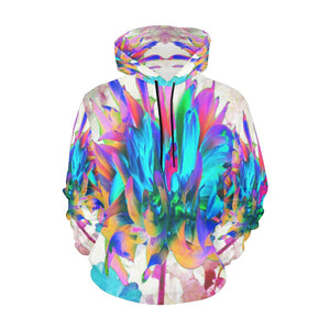 Hoodies for Women, Stunning Watercolor Rainbow Cactus Dahlia