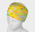 Wide Fabric Headband, Pretty Yellow and Red Flowers with Turquoise, Face Covering