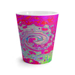 Latte mug, Groovy Abstract Teal Blue and Red Swirl